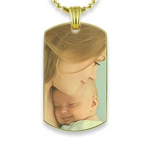 Gold Plate Large Portrait Colour Photo Pendant