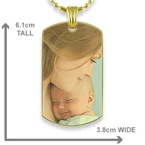 Dimensions Gold Plate Large ID-Tag Colour Photo Pendant