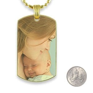 5p scale Gold Plate Large ID-Tag Colour Photo Pendant