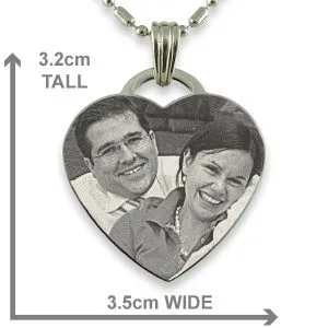 Dimensions of Rhodium Plate Drop Heart Photo Pendant