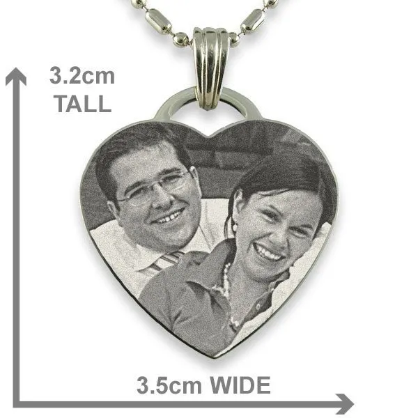 Dimensions of Rhodium Plate Drop Heart Photo Pendant