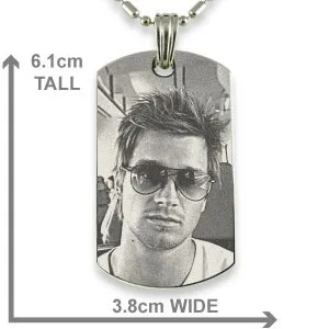Rhodium Plated Large Medallion ID Tag Photo Pendant