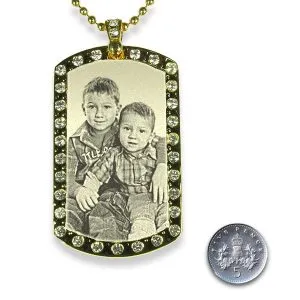 Gold Plate Photo Etched ID Tag with Diamantes - Image 3