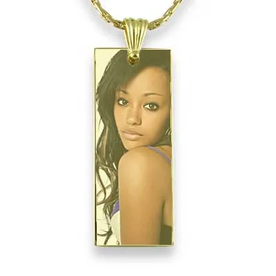 Gold Plated Colour Long Rectangle Photo Pendant