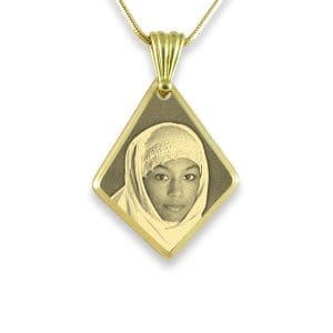 Photo Pendant - Gold Plate Bevelled Diamond Drop