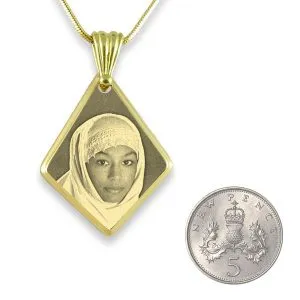 Photo Pendant - Gold Plate Bevelled Diamond Drop - Image 3