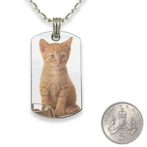 5p Scale Rhodium Plate Small DogTag Colour Photo Pendant
