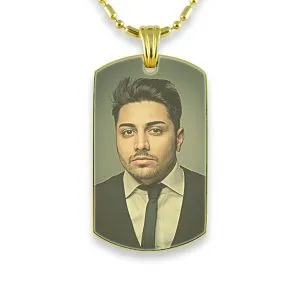 Gold Plated Medium Printed Colour Portrait Photo Pendant