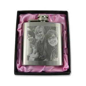 Photo Engraved 3oz Hip Flask with Gift Box