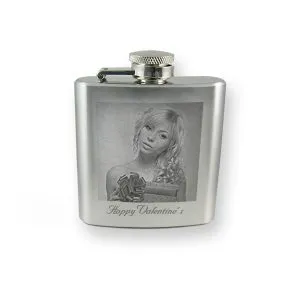 Personalised photo engraved 3oz hip flask