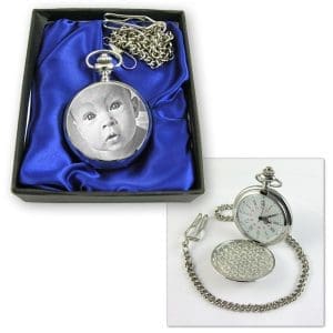 Silver coloured Photo Engraved Pocket Watch