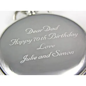 Silver coloured Photo Engraved Pocket Watch