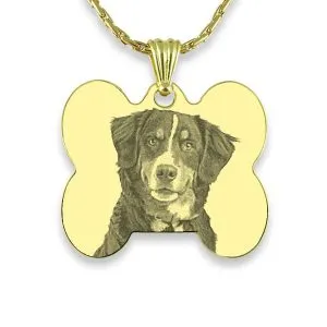 Engraved Dog Tag - Gold Plate Personalised Collar Tag