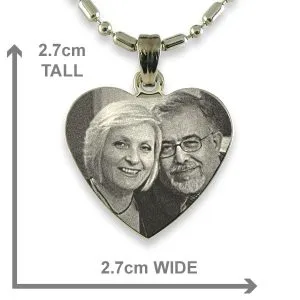 Dimensions of Rhodium Plated Medium Heart Photo Pendant