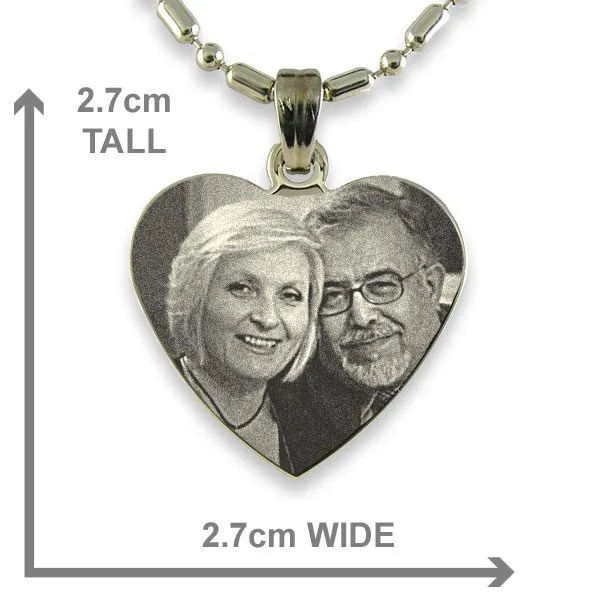 Dimensions of Rhodium Plated Medium Heart Photo Pendant