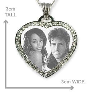 Rhodium Plate Diamante Photo Merged Heart
