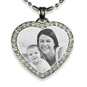 Mothers Day Photo Necklace - Engraved Diamante Keepsake