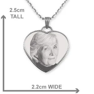 Dimensions Stainless Steel Rope Edged Heart Photo Pendant