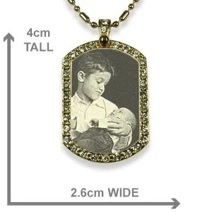 Gold Plate Engraved Diamante Pendant - Family Photo Memento - Image 3