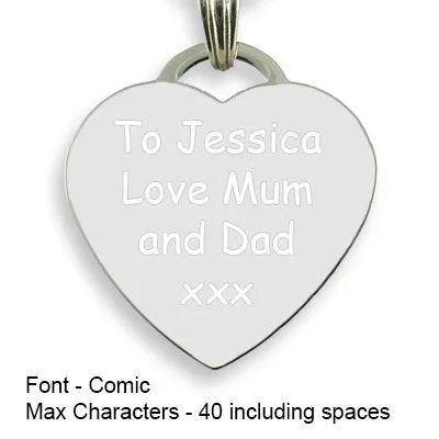 Engravable Back of Rhodium Plate Drop Heart Photo Pendant