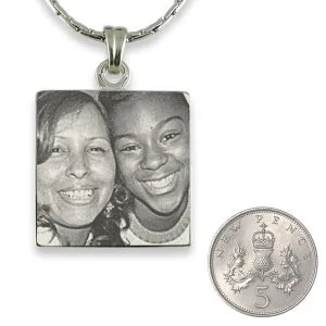 5p scale Rhodium Plated Square Photo Merged Pendant