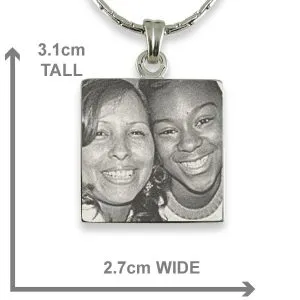 Dimensions Rhodium Plated Square Photo Merged Pendant
