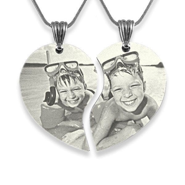 Wide Friendship Photo Engraved Pendant Heart