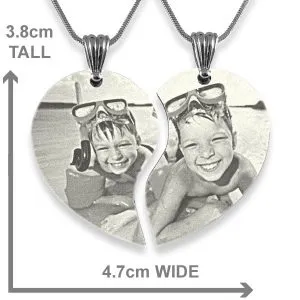 Scale of Wide Friendship Heart Photo Engraved Pendant 