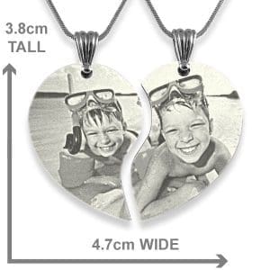 Scale of Wide Friendship Heart Photo Engraved Pendant 