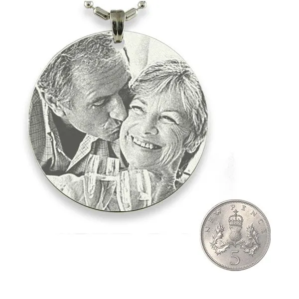 5p Scale of Rhodium Medallion Photo Pendant