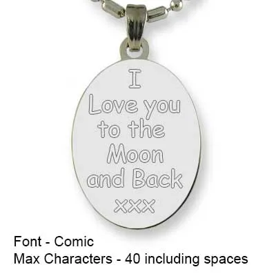 Engravable Back of Rhodium Medium Oval Photo Pendant