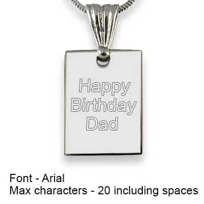Engravable Back of Rhodium Plated mini Rectangle Photo Pendant