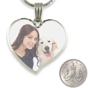Rhodium Plate Deluxe Bevelled Curved Large Colour Heart 