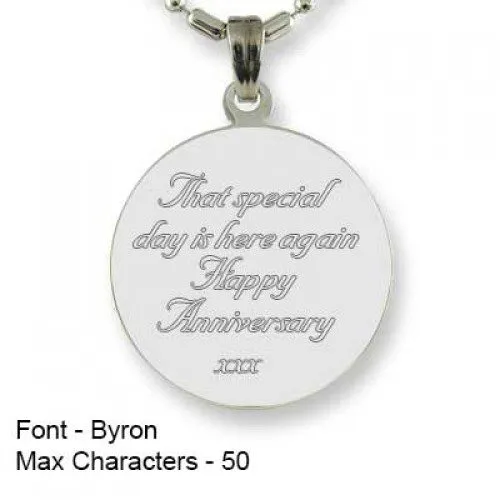 Rhodium Plate Large Colour Disc engraved message