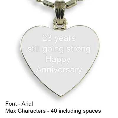 Engravable Back of Rhodium Plated Medium Heart Photo Pendant