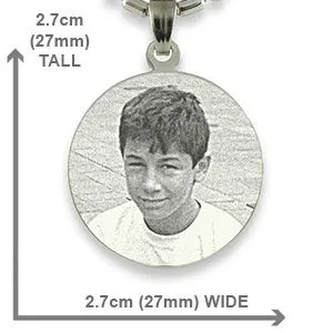 Dimensions of Rhodium Medium Round Photo Pendant