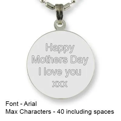 Engravable Back of Rhodium Medium Round Photo Pendant