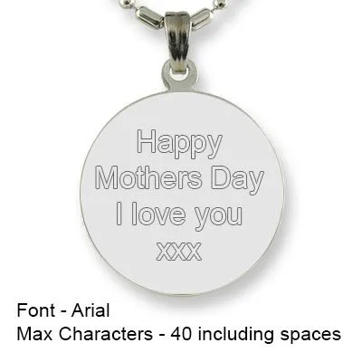 Engravable Back of Rhodium Medium Round Photo Pendant
