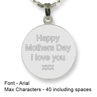Engravable Back of Rhodium Medium Round Photo Pendant
