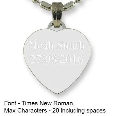 Engravable Back of Rhodium Small Heart Photo Pendant