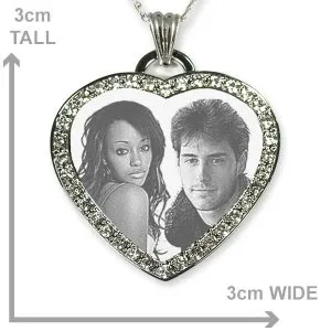 Dimensions of Silver 925 Diamante Photo Merged Heart Photo Pendant