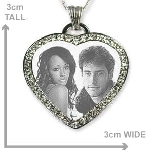 Dimensions of Silver 925 Diamante Photo Merged Heart Photo Pendant