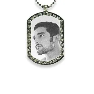 Silver Photo Diamante Portrait ID Tag