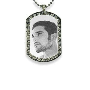 Silver Photo Diamante Portrait ID Tag