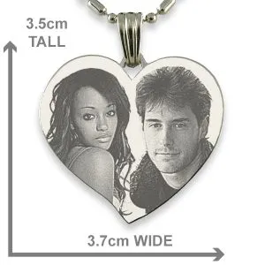 Dimensions of Silver 925 Large Curved Heart Photo Merged Pendant