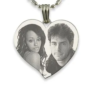 Silver 925 Large Curved Heart Photo Merged Pendant