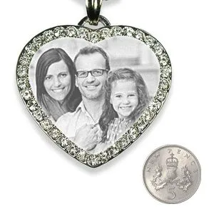 Silver Photo Keepsake -Large Diamante Heart - Image 2