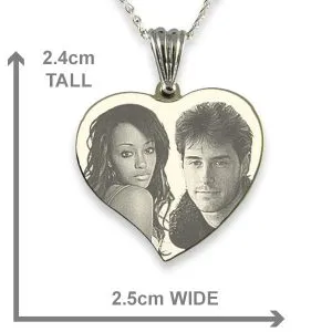 Dimensions of Silver 925 Medium Curved Heart Photo Merged Pendant 