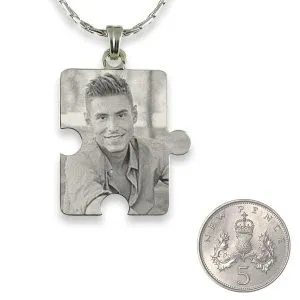 5p coin in scale to your Silver 925 small Jigsaw Piece
