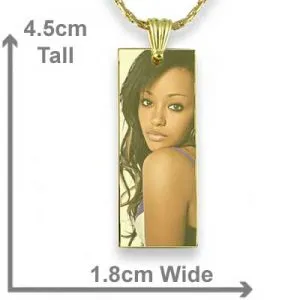 Gold Plated Colour Long Rectangle Photo Pendant Dimensions